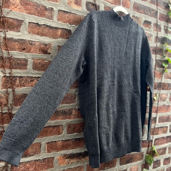 NEW COS Bow Detail Dark Grey Oversized Relaxed Fit Merino Wool Crew Sweater Top - Picture 6 of 8